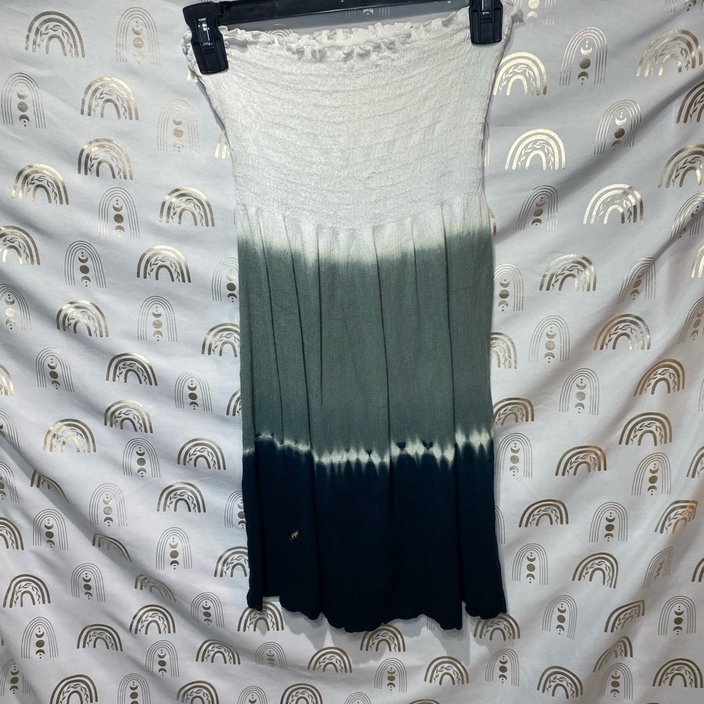 Chic Strapless Ombre Dress in White and Green